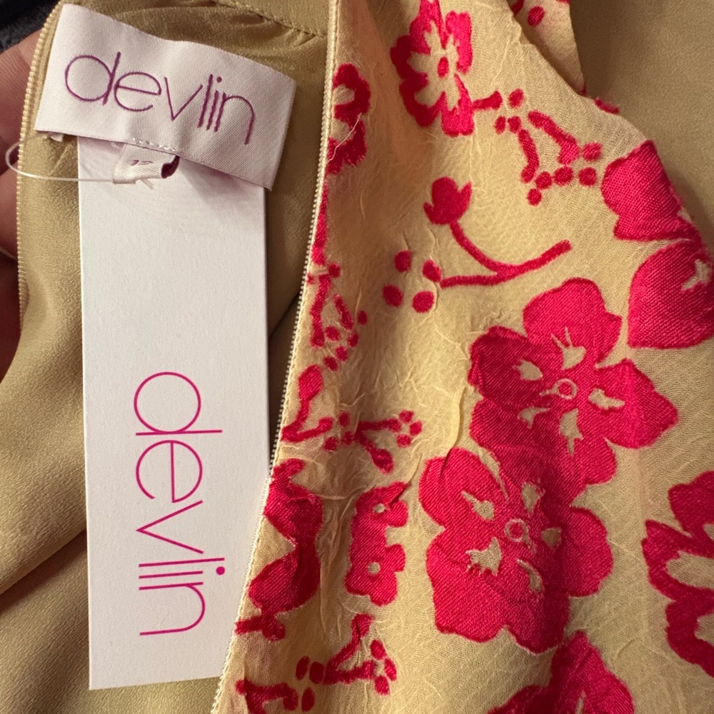 Women's Floral Midi Dress - Pink and Tan